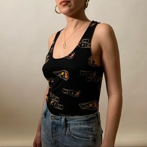 French Connection Cotton black printed tank